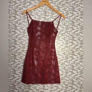 Urban Outfitters Burgundy Snake Print Mini Dress